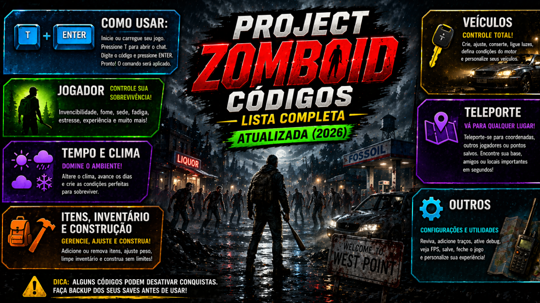Códigos de Project Zomboid: Lista Completa Atualizada (2026)