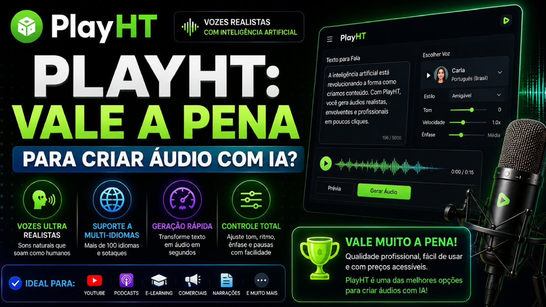 PlayHT: Vale a Pena Para Criar Áudio com IA?