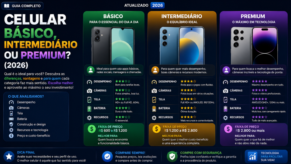 Celular Básico, intermediário ou premium? (2026)