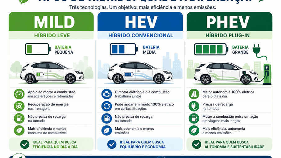 Híbrido Não é Elétrico Plugado